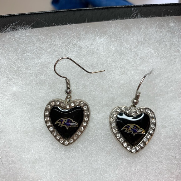 Baltimore Ravens NFL Earrings & Charm Bracelet Set Black Purple - Picture 6 of 6